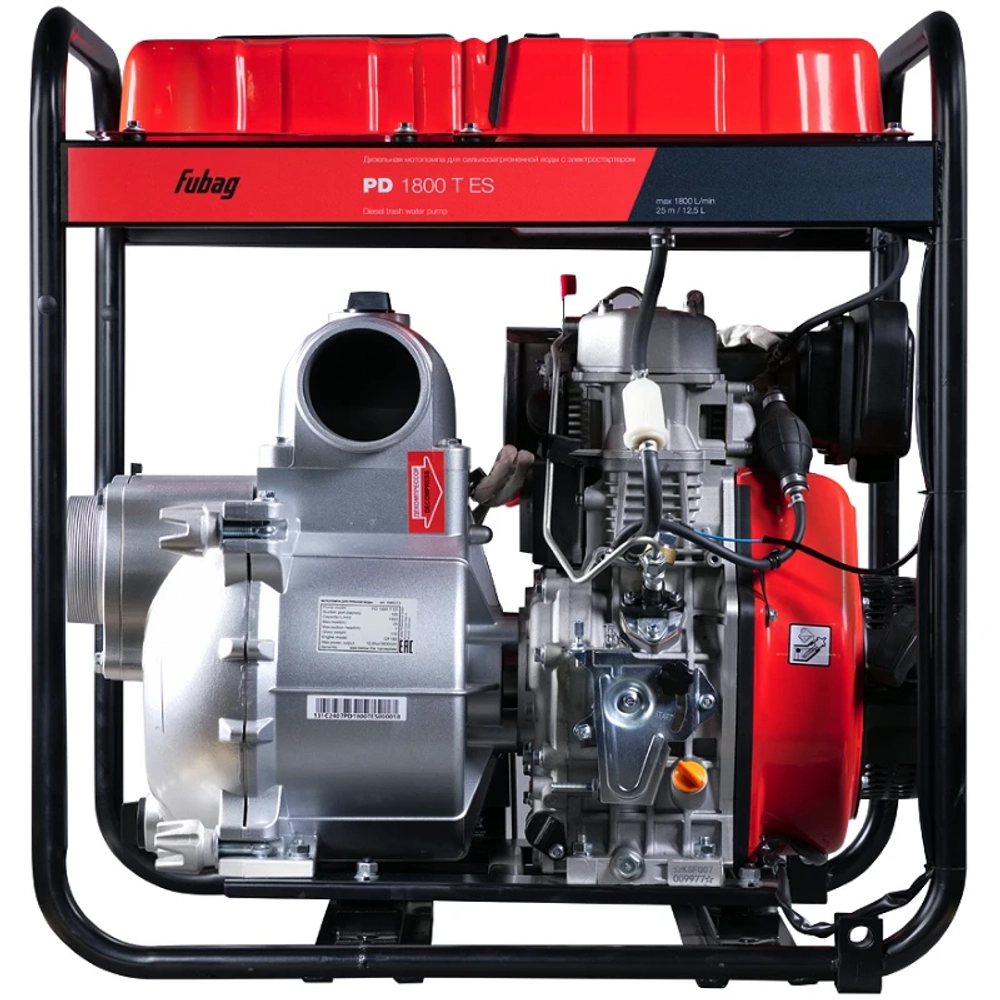 FUBAG PD 1800 T ES мотопомпа дизельная 9.4 л.с, 1800 л/мин, диаметр 100 мм, 646273