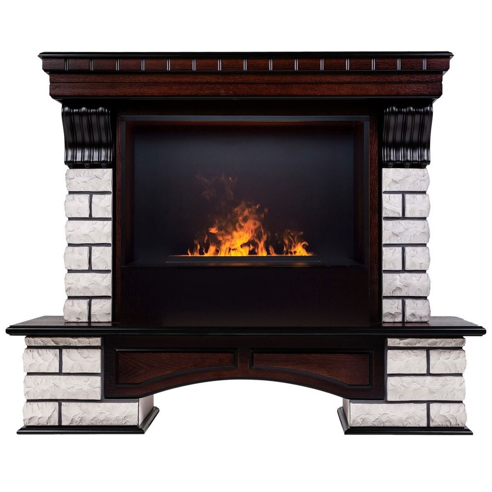 Электрокамин RealFlame Country Rock 26 AO античный дуб с очагом 3D Cassette 630 Black Panel