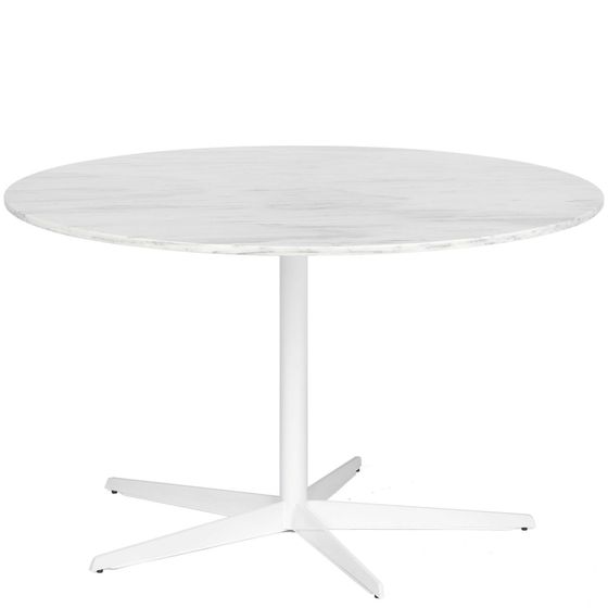 Обеденный стол Prague Ø125, белый мрамор
