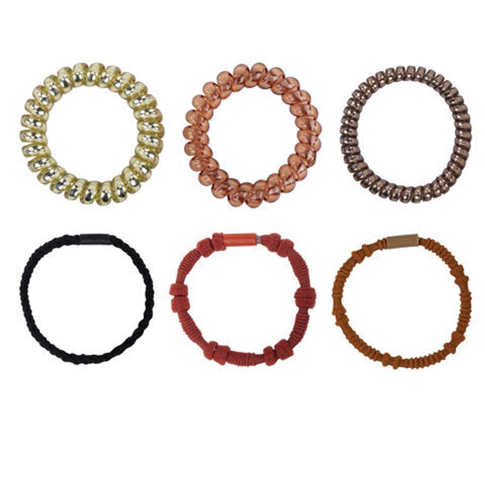 Резинки для волос НАБОР 6 шт., разные цвета, ассорти форм, MONTE VITA, 457064