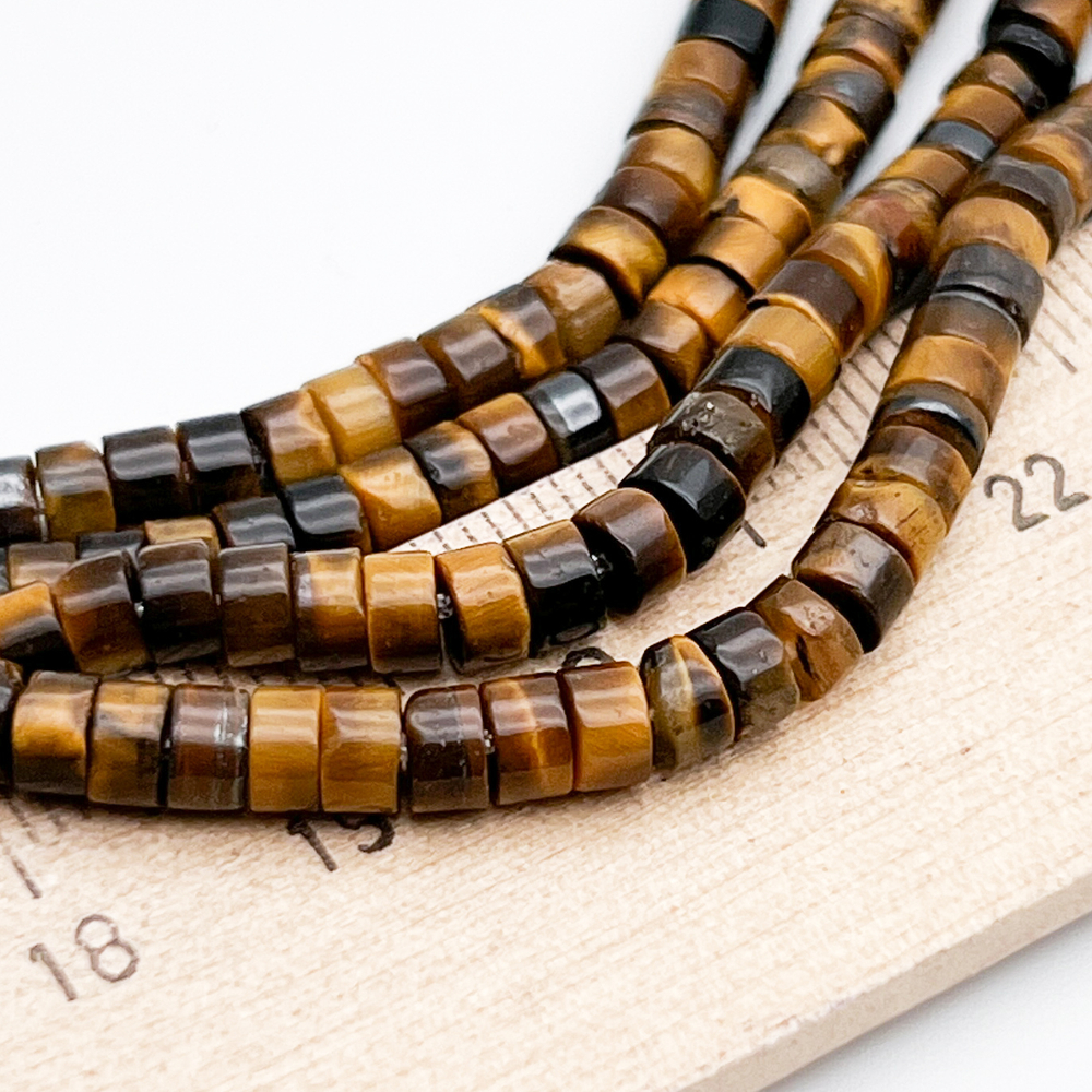 Тигровый глаз бусины, размер около 4*2 мм, цена за 37-38 шт (1/4 нити)