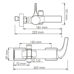 Смеситель WasserKraft для ванны Глянец Золото 22,2x25,7x10,1 см