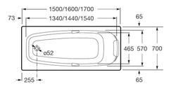 Акриловая ванна Roca Sureste 160x70 ZRU9302787 схема