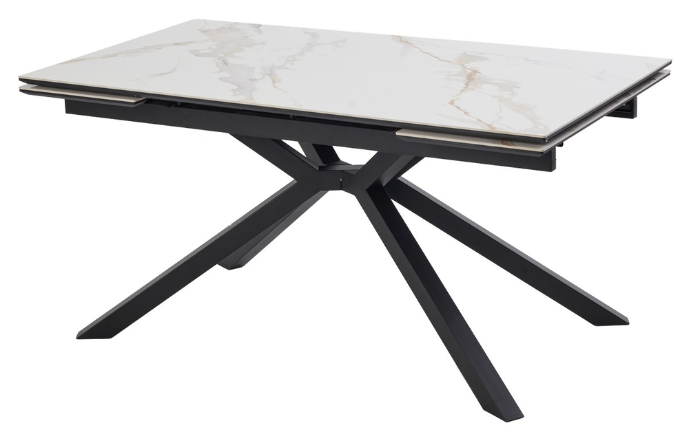 Стол ТАНГО 160 CALACATTA GOLD , керамика / Черный каркас, М-City