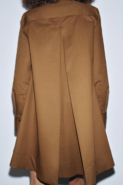 ZARA ПЛАТЬЕ-РУБАШКА ИЗ ПОПЛИНА — ZW COLLECTION, РЫЖЕВАТО-КОРИЧНЕВЫЙ МЕЛАНЖ