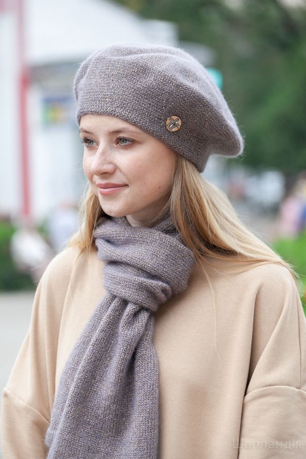 52bo25 Берет Бореале Катта (Кофе/золото / 56-58 / - / 30х30х6 / 0.3 / 56 / Коричневый / Трикотаж / -)