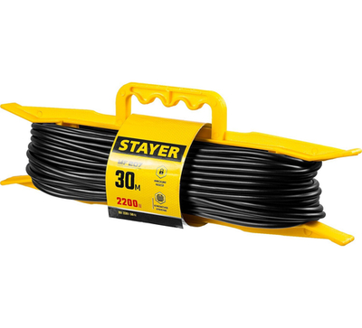 STAYER MF-207, ПВС, 2 x 0.75 мм2, 30 м, 2200 Вт, силовой удлинитель-шнур на рамке (55018-30)