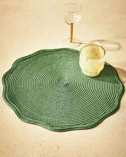 ZARA HOME ПОДСТАВКА ПОД СТОЛОВЫЕ ПРИБОРЫ С КРУЖЕВНЫМ УЗОРОМ (2 ШТ.), ЗЕЛЕНЫЙ