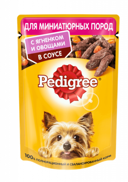 Pedigree для взрослых собак миниатюрных пород с ягненком и овощами в соусе 85 гр