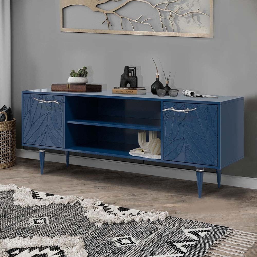 Тумба под ТВ Арт Колор leaves 155см Классик Сильвер Королевский синий