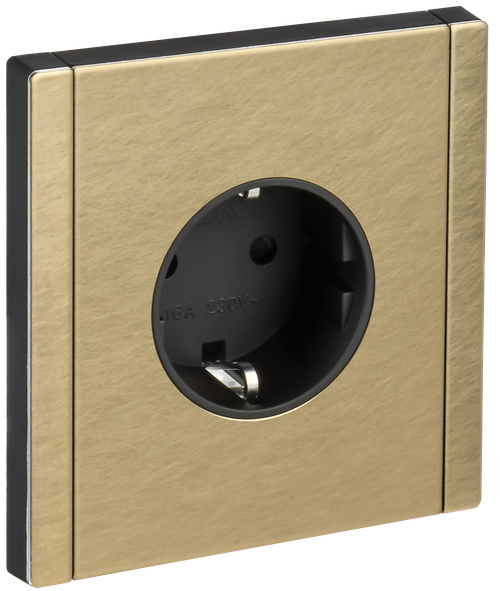 FORTE&PIANO Розетка 1-местная с заземлением с защитными шторками винтовое крепление 16А FP615M металл шампань IEK