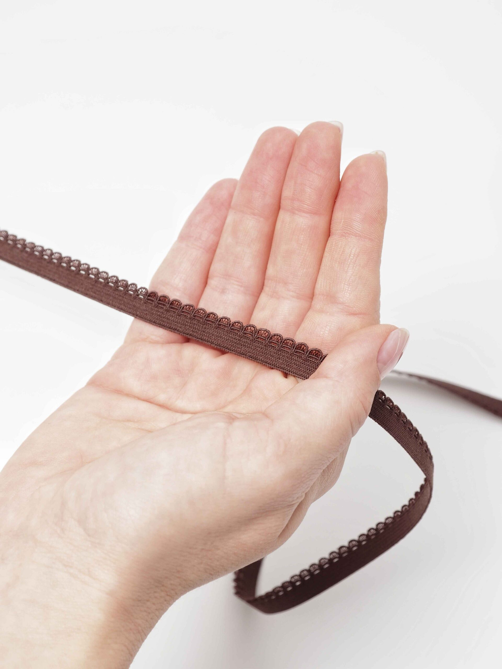 Бельевая резинка шоколад ажурная ширина 9 мм с учетом фестона