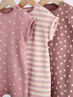 Боди с коротким рукавом для малышей Next B57-324, 3 шт., Бежевый, Розовый, Коричневый