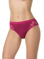 Бамбуковые трусики-слипы со вставками из цветочного кружева (Размер: XL) (Цвет: персиковый)