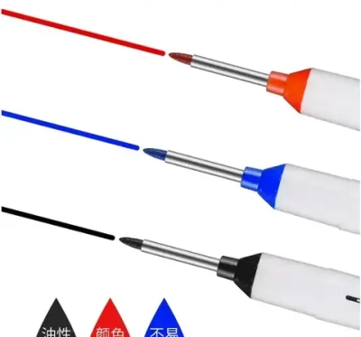 Маркер строительный разметочный с длинным наконечником двухсторонний 3 шт (черный, красный, синий)