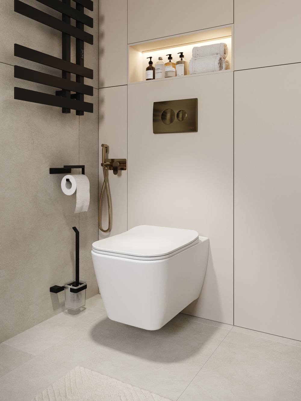 Кнопка смыва для унитаза DIWO 7315 пластик, цвет матовое золото