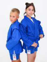 Куртка для САМБО с поясом, плотностью 580 г/м² с подкладкой синяя