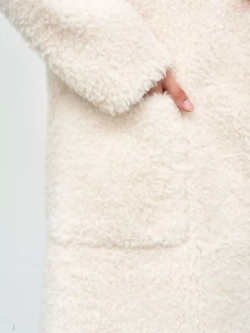 Шуба женская чебурашка тедди пальто из шерсти мериноса, жемчужная, SilverFox