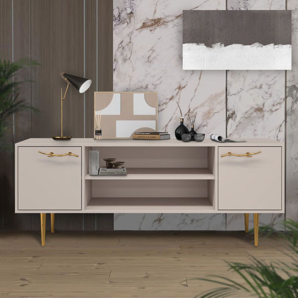 Тумба под ТВ Арт Колор matte 155см Стайл Голд Серый агат матовый