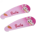 Зажимы для волос детские 2шт «Happy smile», зайка, микс 6 цветов, 5,5*1,5см