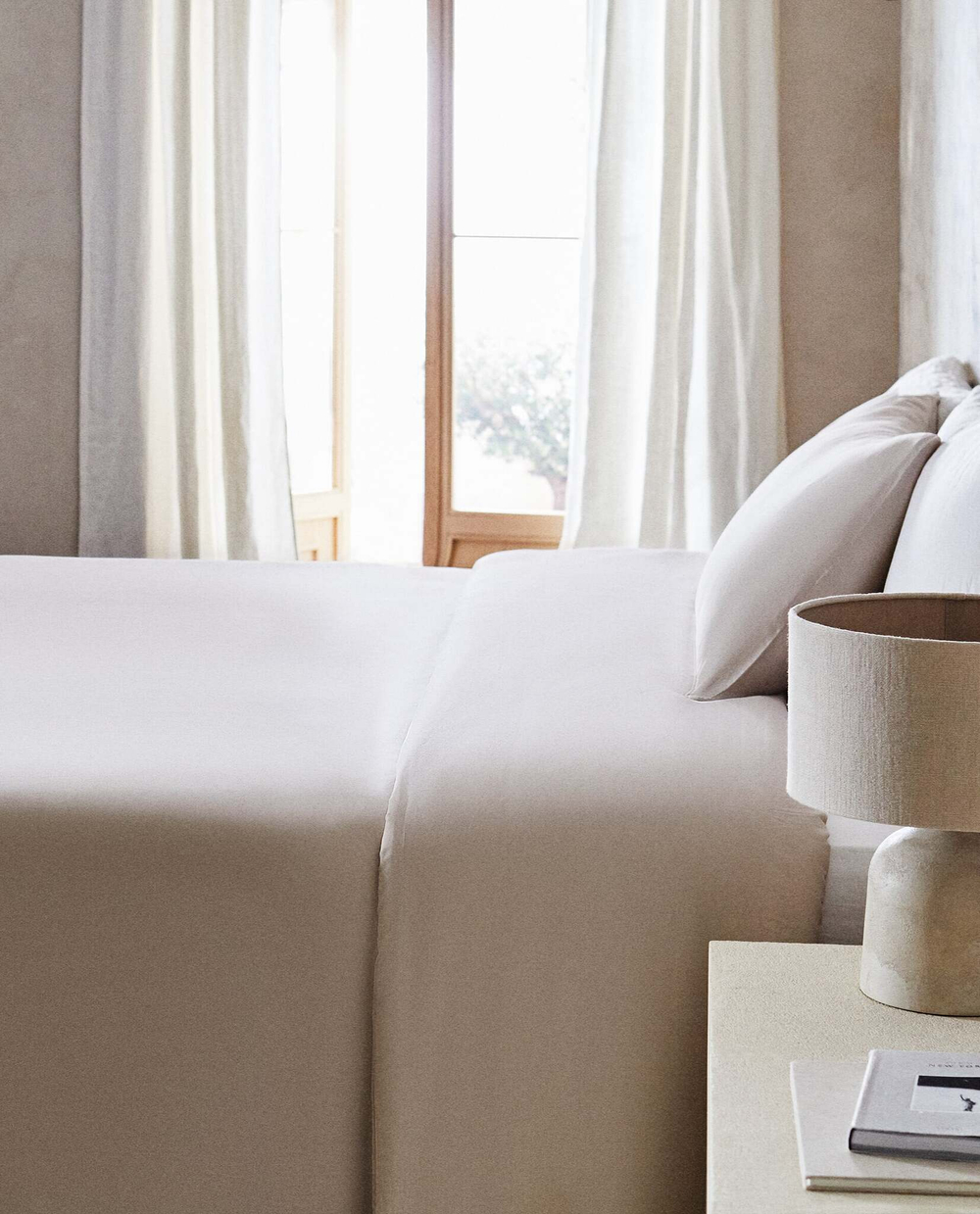 ZARA HOME (300 НИТЕЙ) ПОДОДЕЯЛЬНИК ИЗ ХЛОПКА, БЕЖЕВЫЙ