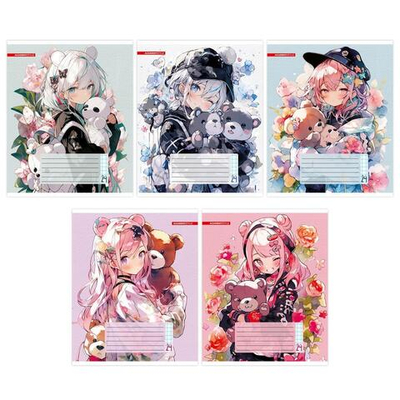 Тетрадь А5 24л клетка "Девочка с мишкой" (Академия Групп)