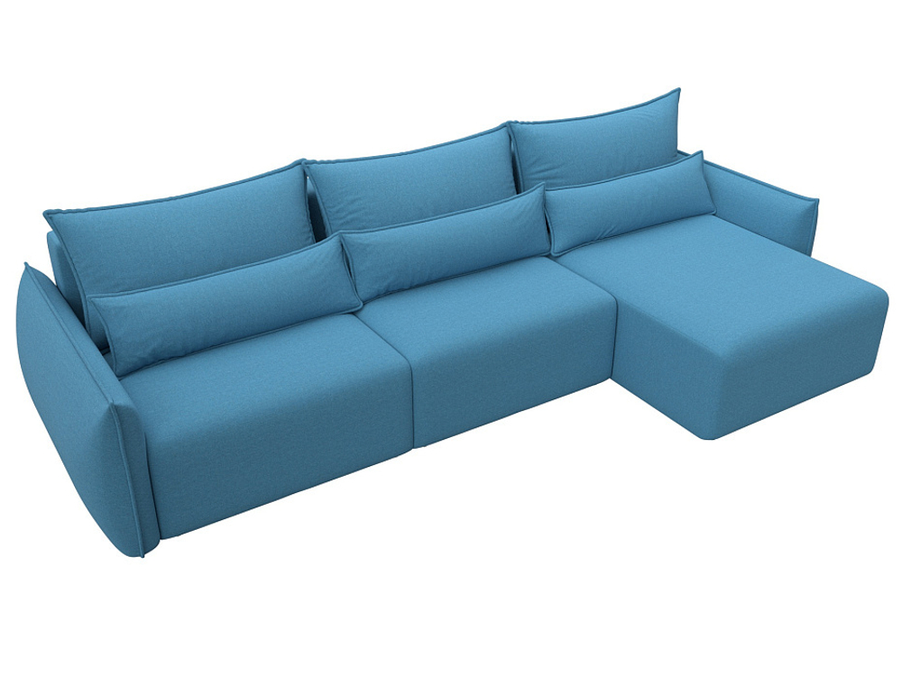 Диван угловой Лига-051 НПБ Лонг угол универсальный РОГОЖКА Амур 10 голубой