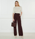 Хлопковые брюки с ремешком Elisabetta Franchi - коричневый(PA06751E2)