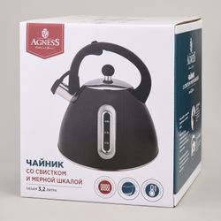 ЧАЙНИК СО СВИСТКОМ И МЕРНОЙ ШКАЛОЙ, 3,2Л