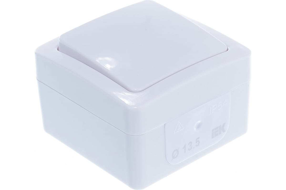 Выключатель 1-клавишный для открытой установки ВС20-1-0-ГПБ IP54 ГЕРМЕС PLUS (цвет клавиши: белый) IEK