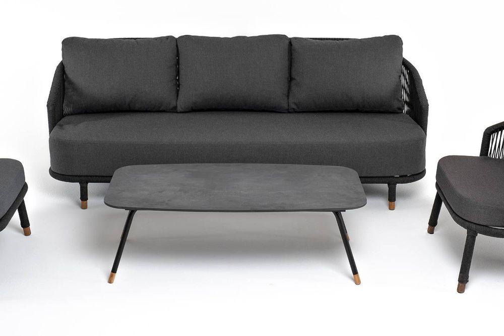 "Верона" лаунж-зона 5-местная плетеная из роупа (веревки), каркас алюминиевый темно-серый, роуп темно-серый