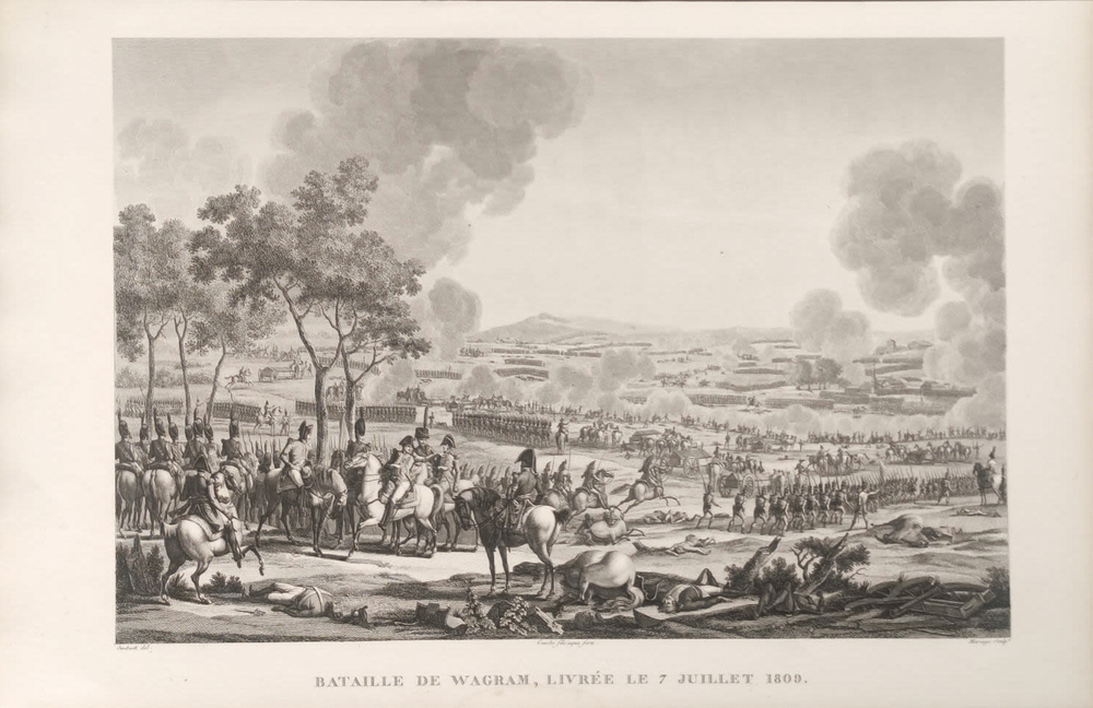 Битва при Ваграме, 7 июля 1809 года. Гравюра из альбома Военные кампании Франции. Париж. 1834
