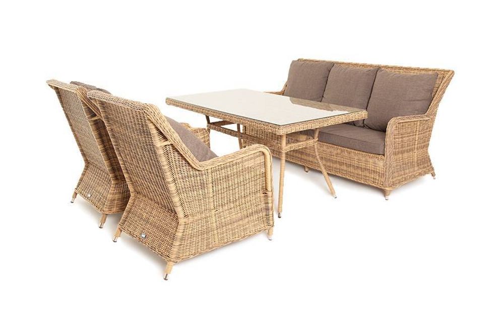 "Гляссе" обеденная группа из искусственного ротанга, цвет соломенный