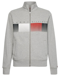 Мужская теннисная кофта Tommy Hilfiger Logo Full Zip Mock Neck - light grey heather