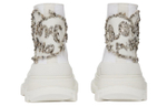 Alexander McQueen Tread Slick Boot White Silver Crystal Women"s