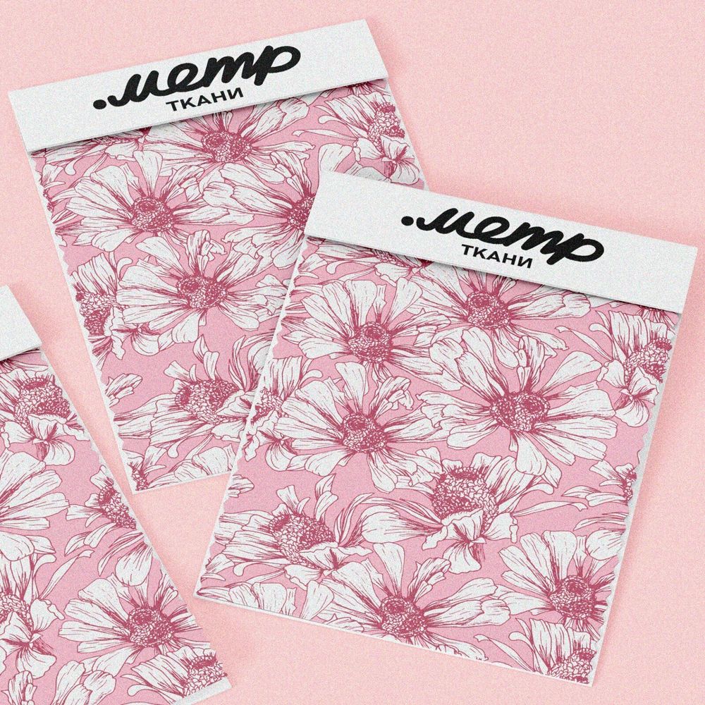 Ткань мембрана воздушно-белые цветы на розовом