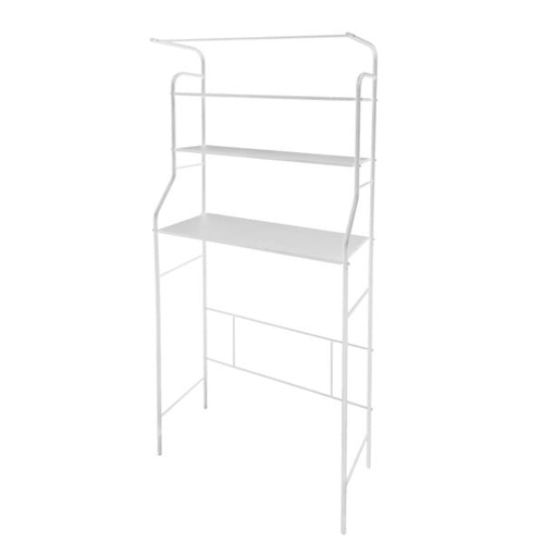 Стеллаж в ванную комнату широкий 68,5х26х165 мм с перекладиной белый