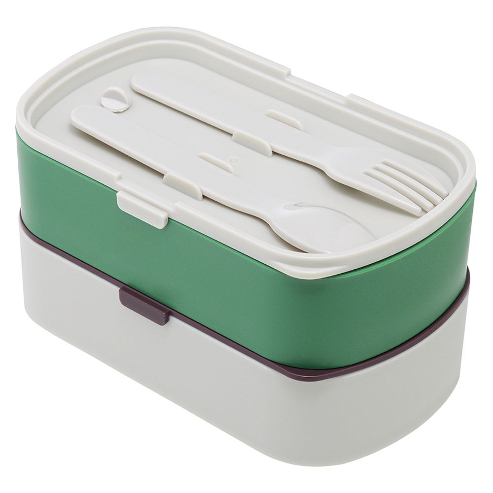 Ланч-бокс с приборами 1л Smart Solutions Food Time зеленый/серый