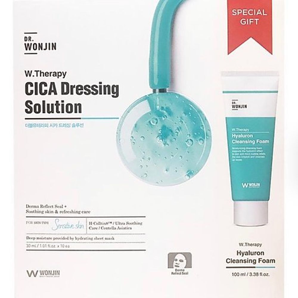 Dr. Wonjin CICA Dressing Solution - 10sheets Mask + 100ml Cleanser