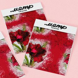 Ткань блэкаут цветы красные лилии