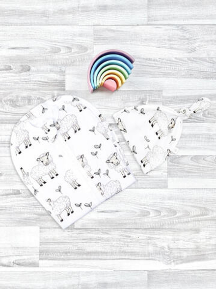 Пеленальный кокон и шапочка Mjölk Овечки