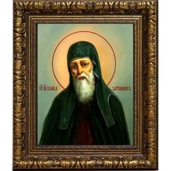 Памва Печерский, затворник, преподобный иеромонах. Икона на холсте.