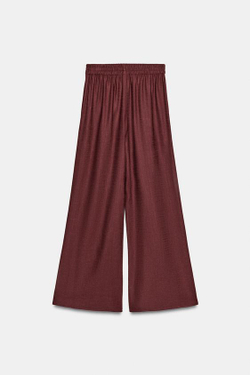 ZARA ШИРОКИЕ БРЮКИ ИЗ ЛЬНА В КОМПЛЕКТЕ, РЖАВЫЙ