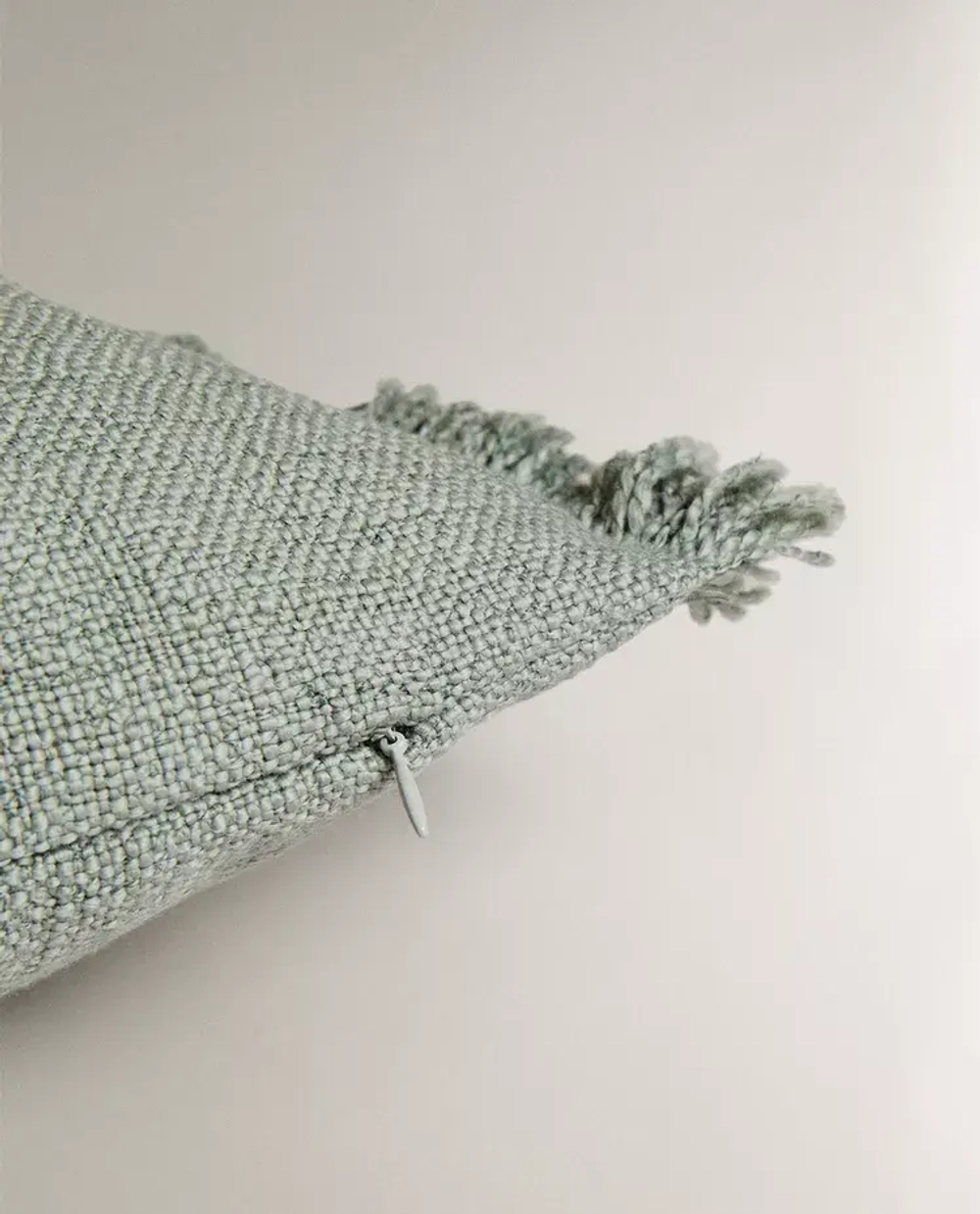 ZARA HOME НАВОЛОЧКА ДЛЯ ДЕКОРАТИВНОЙ ПОДУШКИ С БАХРОМОЙ, СИНИЙ