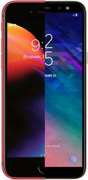 Красный Apple iPhone 8 и золотистый Samsung Galaxy A6
