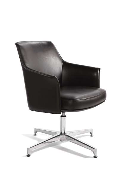 Кресло офисное Норден / Бордо CF / темно-коричневая экокожа / алюминиевая крестовина