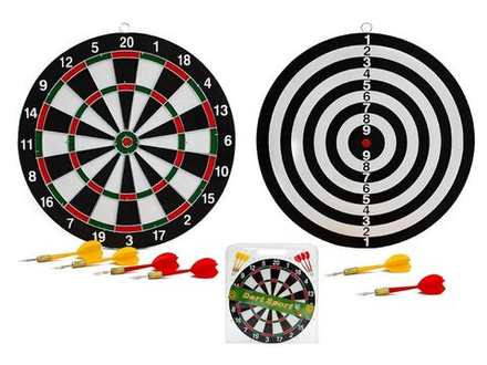 Дартс двухсторонний 15" Материал: прессованная бумага, сталь. В комплекте 6 дротиков 16гр. :(15):