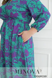 Платье 2509-зеленый-сиреневый Minova
