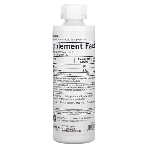 Kirkman Labs, Liquid Iron, натуральный персик и манго, 237 мл (8 жидк. унций)