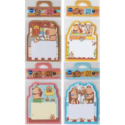 Блок для записей с клеевым краем 70*90мм. 30л. "Капибара" 4 дизайна в ассорт. (Центрум)